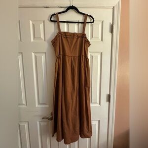 Joie Brown Adjustable Strap Dress with Pockets - Size 16